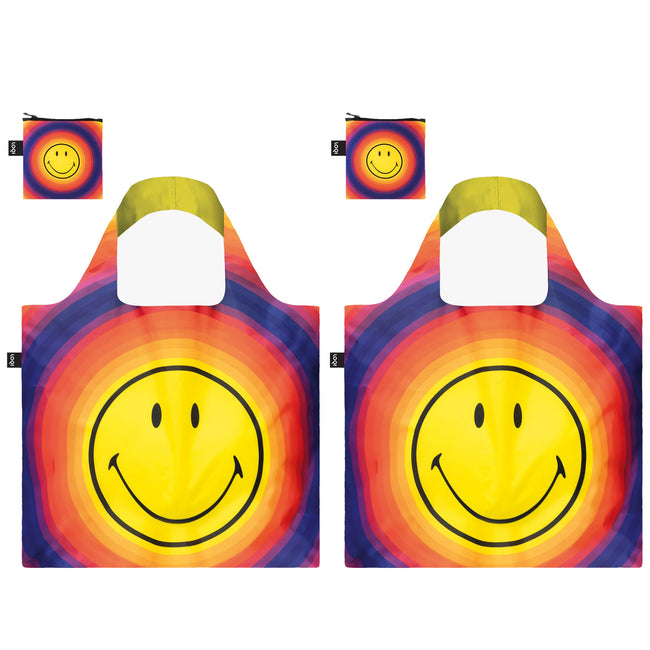 LOQI SMILEY Rainbow Capsule Recycled Reusable Shopping Bag (Set of 2)