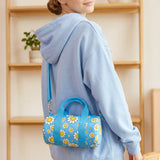 LOQI Girls SMILEY Flowers Recycled Small Weekender, Handbag, Crossbody Bag, Sling Bag