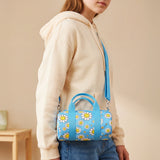 LOQI Girls SMILEY Flowers Recycled Small Weekender, Handbag, Crossbody Bag, Sling Bag