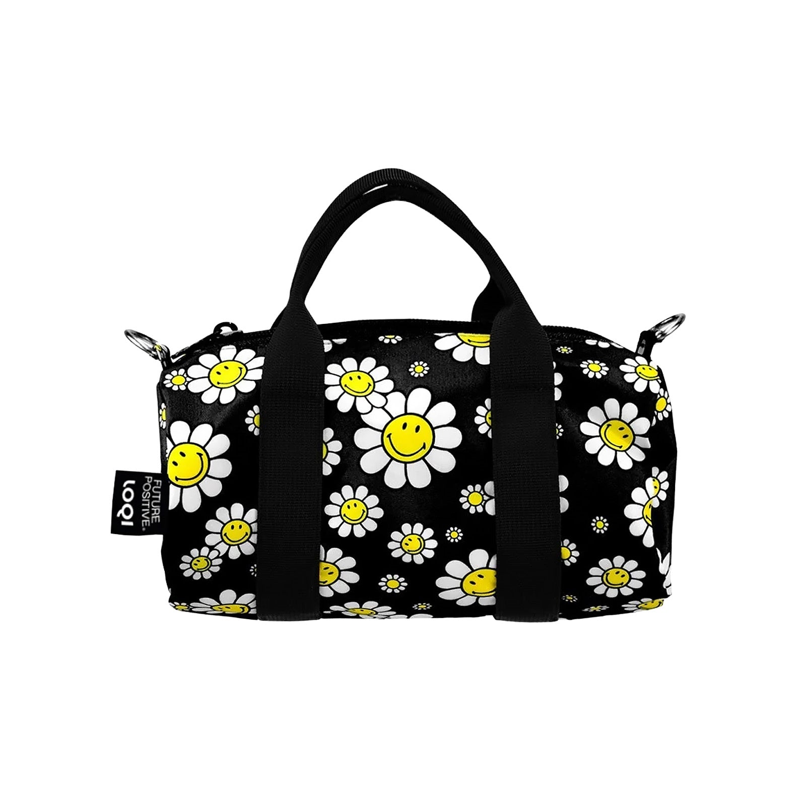 LOQI Girls SMILEY Flowers Recycled Small Weekender, Handbag, Crossbody Bag, Sling Bag