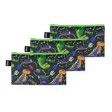 LOQI Kids DINOSAUR Roar Recycled Mini Zip Pocket, Pencil Pouch, Snack Bag, Travel Pouch (Set of 3)