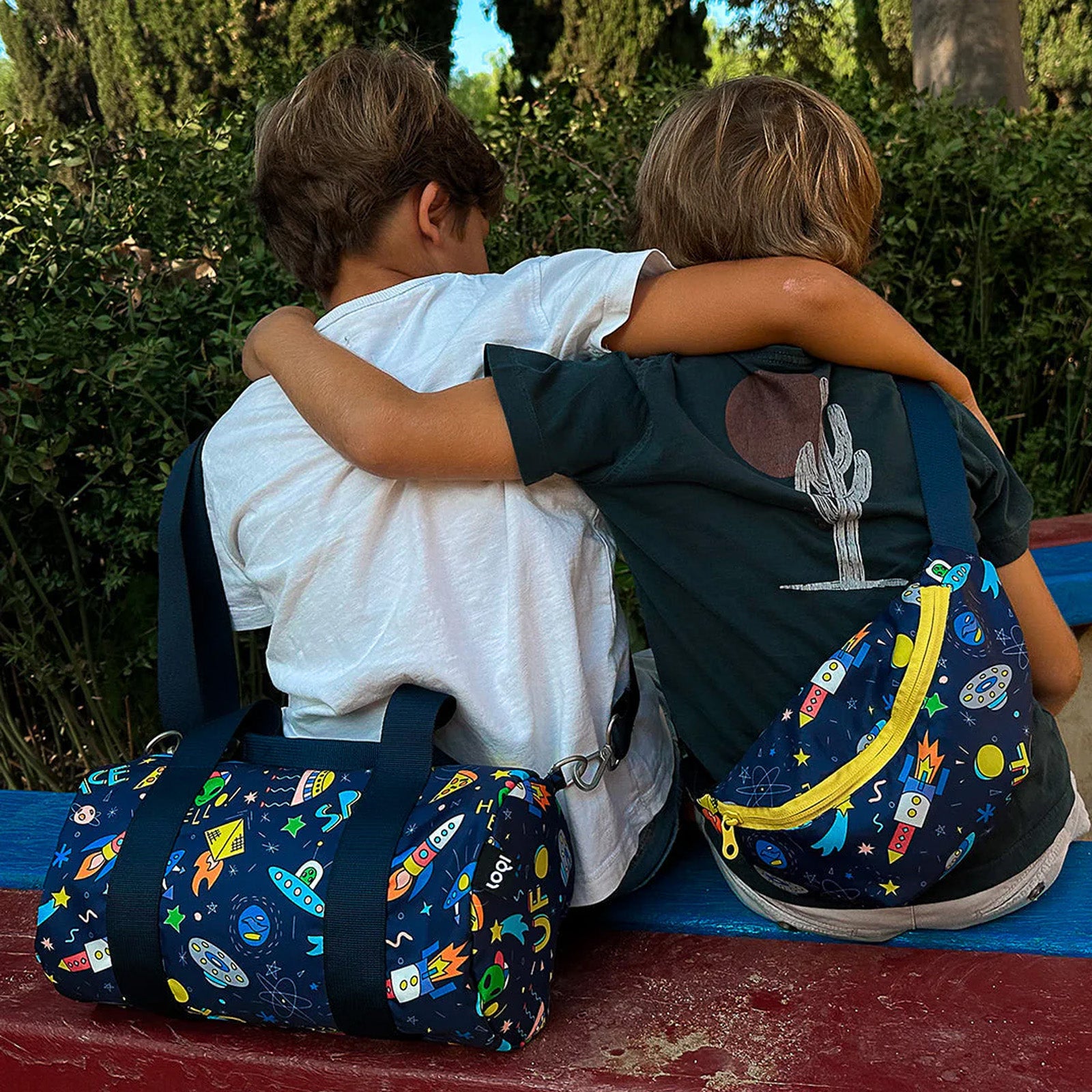 LOQI Kids SPACE Ufo Recycled Medium Weekender, Tote Bag, Crossbody Bag