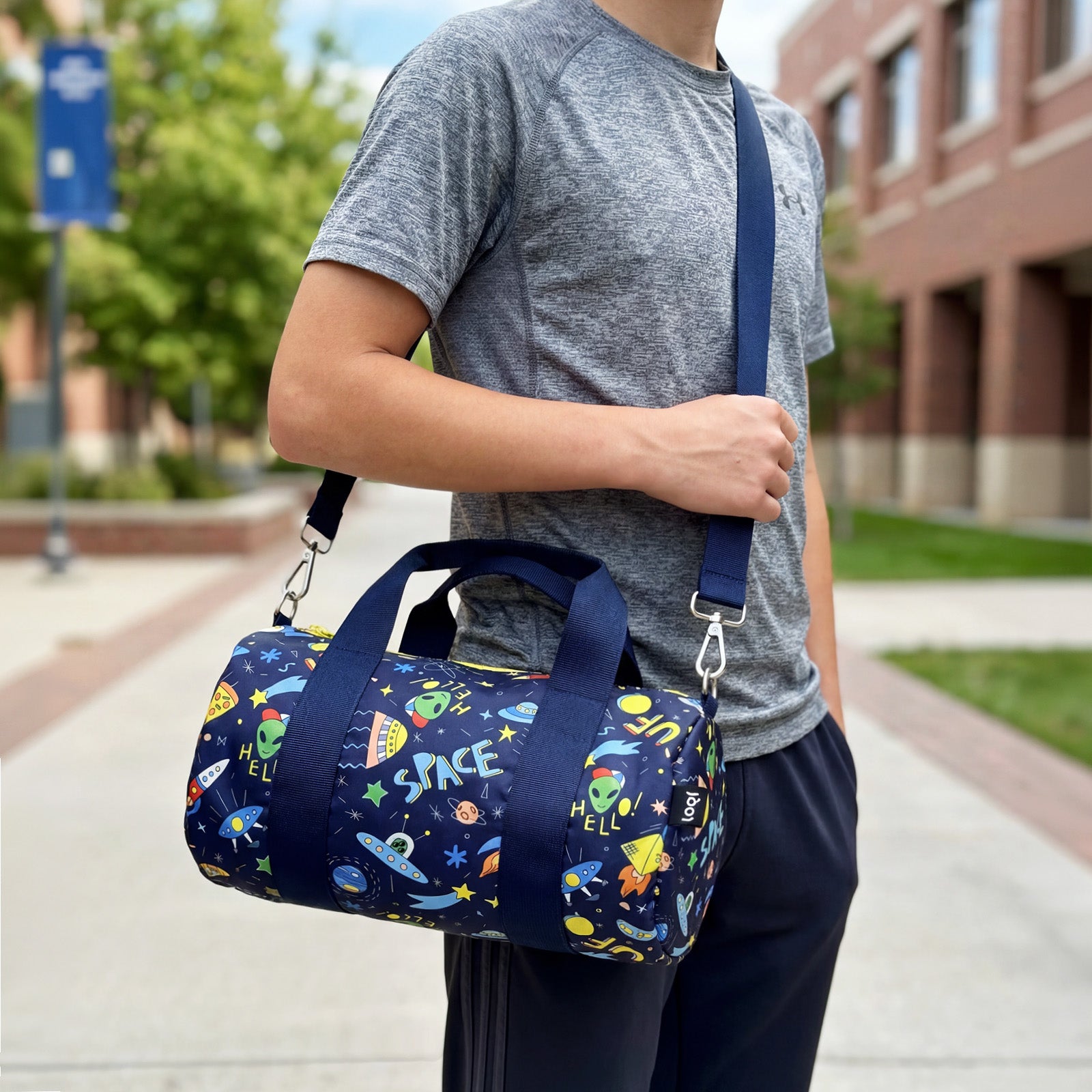 LOQI Kids SPACE Ufo Recycled Medium Weekender, Tote Bag, Crossbody Bag