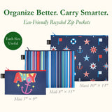 LOQI NAUTICAL Stripes Classical Zip Pockets, Travel Pouches