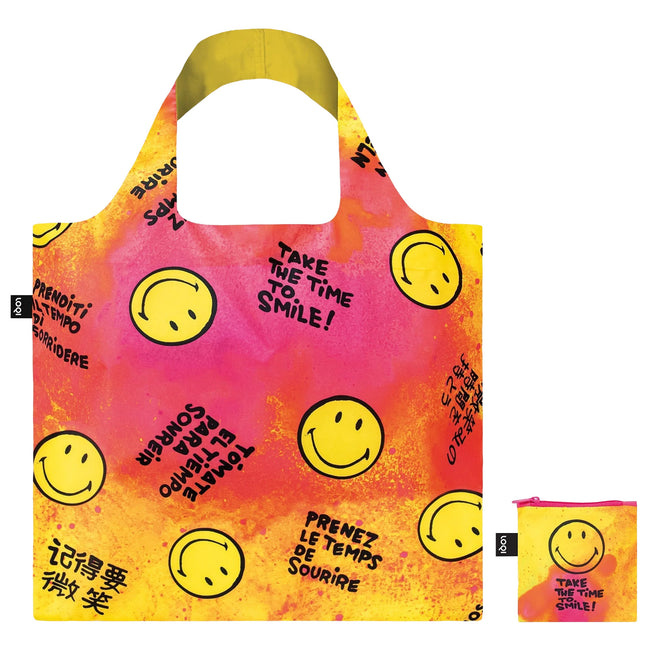 LOQI SMILEY Take The Time To Smile Recycled Reusable Shopping Bag