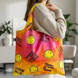 LOQI SMILEY Take The Time To Smile Recycled Reusable Shopping Bag (Set of 2)
