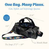 LOQI LOVE LIFE Metallic Black Medium Weekender, Handbag, Crossbody Bag