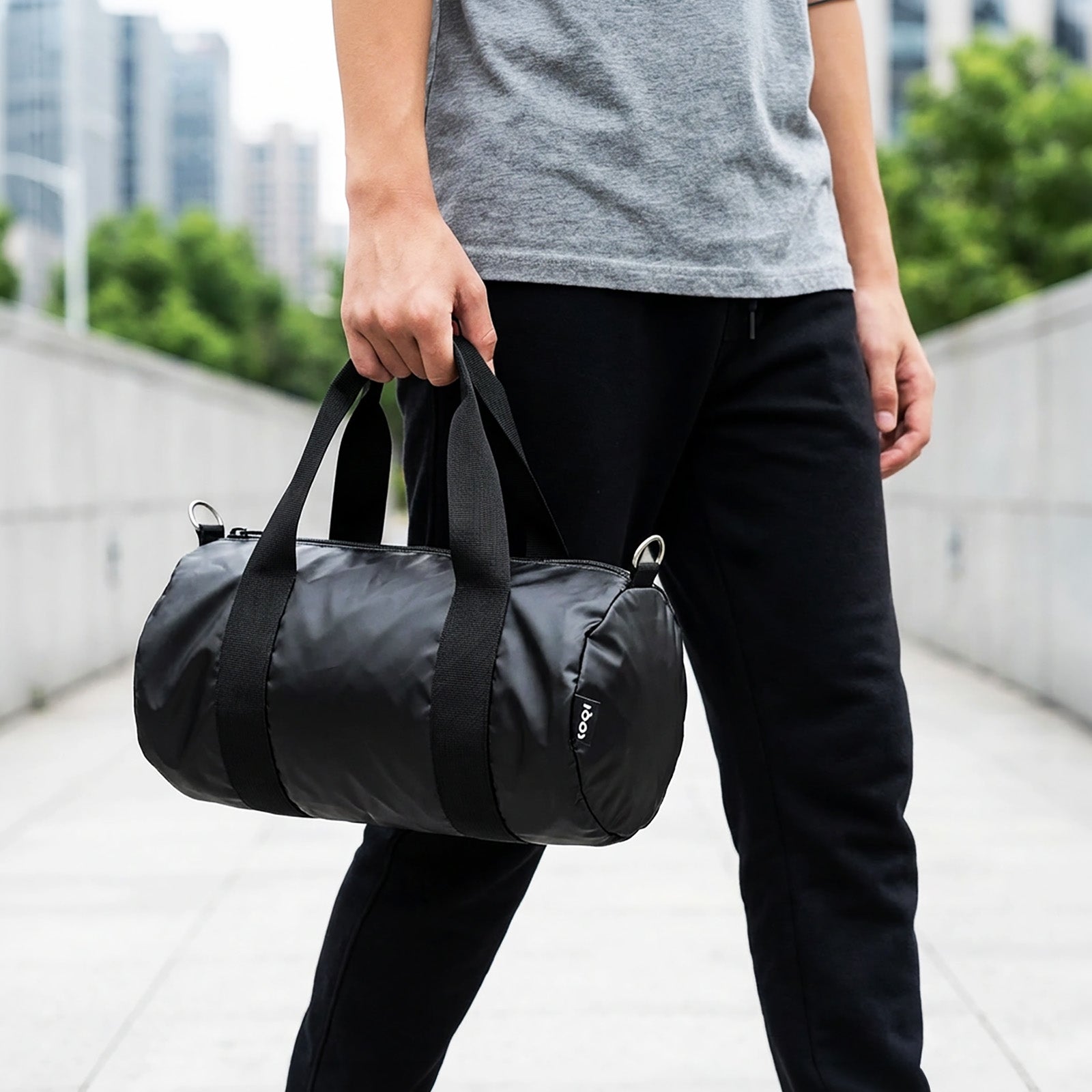 LOQI LOVE LIFE Metallic Black Medium Weekender, Handbag, Crossbody Bag