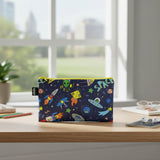 LOQI Kids SPACE Ufo Recycled Mini Zip Pocket, Pencil Pouch, Snack Bag, Travel Pouch (Set of 3)