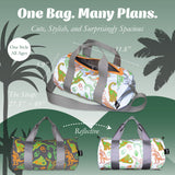 LOQI Kids DINOSAUR Skeleton Reflective Medium Weekender, Tote Bag, Crossbody Bag