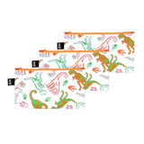 LOQI Kids DINOSAUR Skeleton Reflective Mini Zip Pocket, Pencil Pouch, Snack Bag, Travel Pouch (Set of 3)
