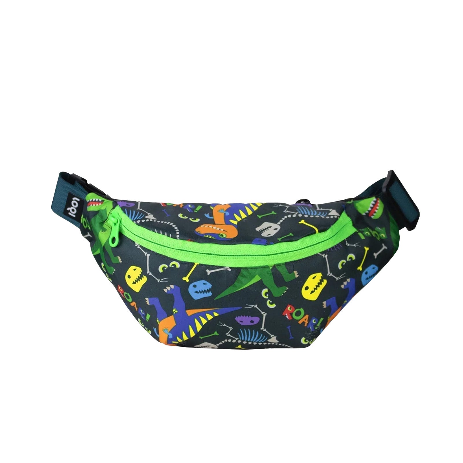 Kids Fanny Pack, Crossbody Bag, Sling Bag, LOQI DINOSAUR Roar Recycled Medium Bumbag, Belt Bag