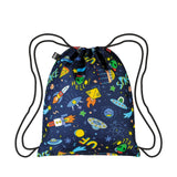 LOQI Kids SPACE Ufo Recycled Medium Backpack, Drawstring Bag