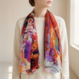 Wrapables Lightweight Mulberry Silk Square Scarf, New Impressionism
