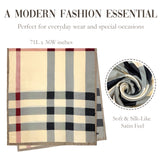 Wrapables Women's Silk Like Satin Polyester Large Scarf Wrap, Classic Plaid