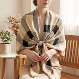 Wrapables Women's Silk Like Satin Polyester Large Scarf Wrap, Classic Plaid