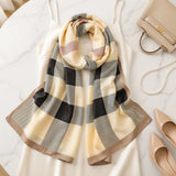 Wrapables Women's Silk Like Satin Polyester Large Scarf Wrap, Classic Plaid