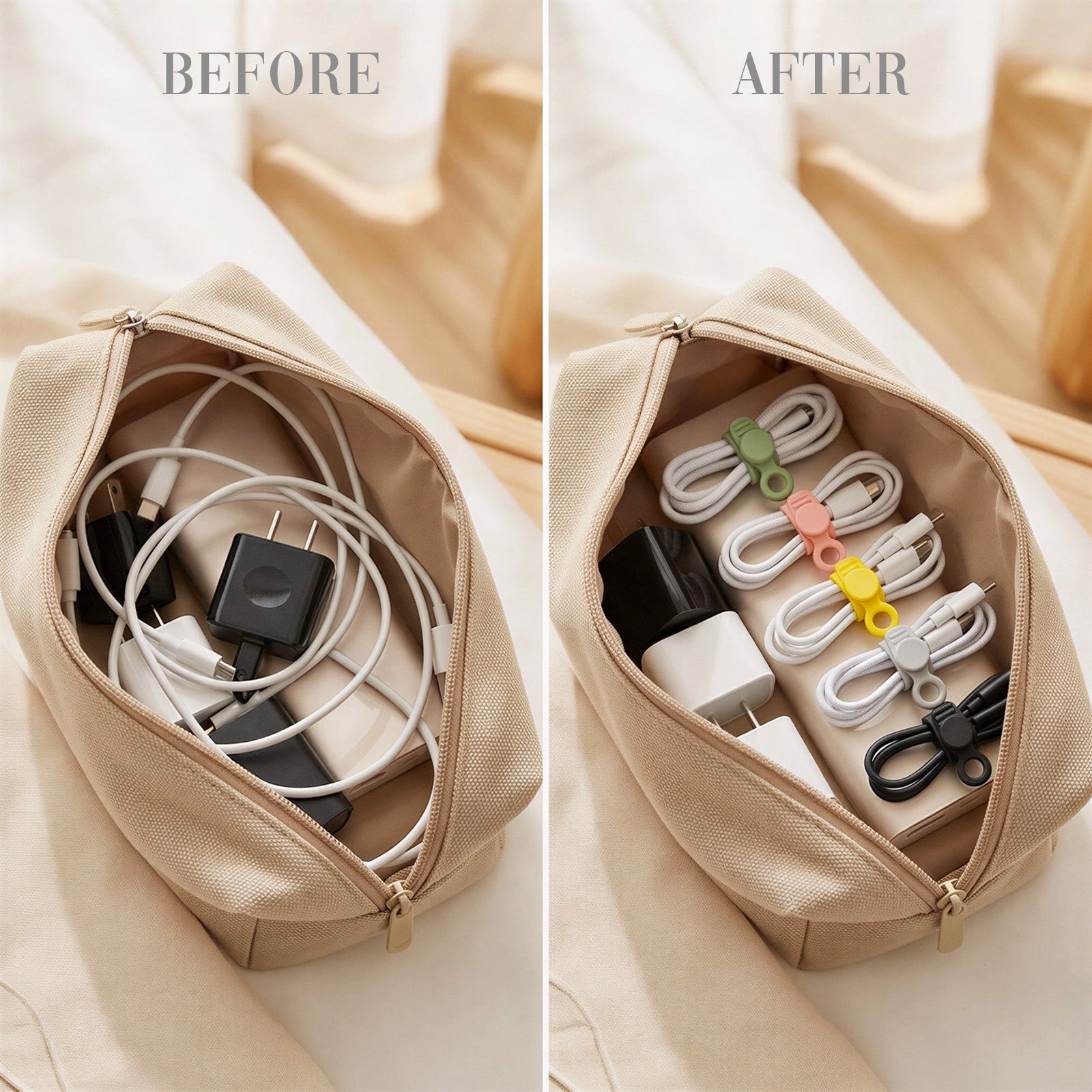 Wrapables Reusable Silicone Cable Cord Ties, Cord Organizer, Management, Bundling (Set of 20)