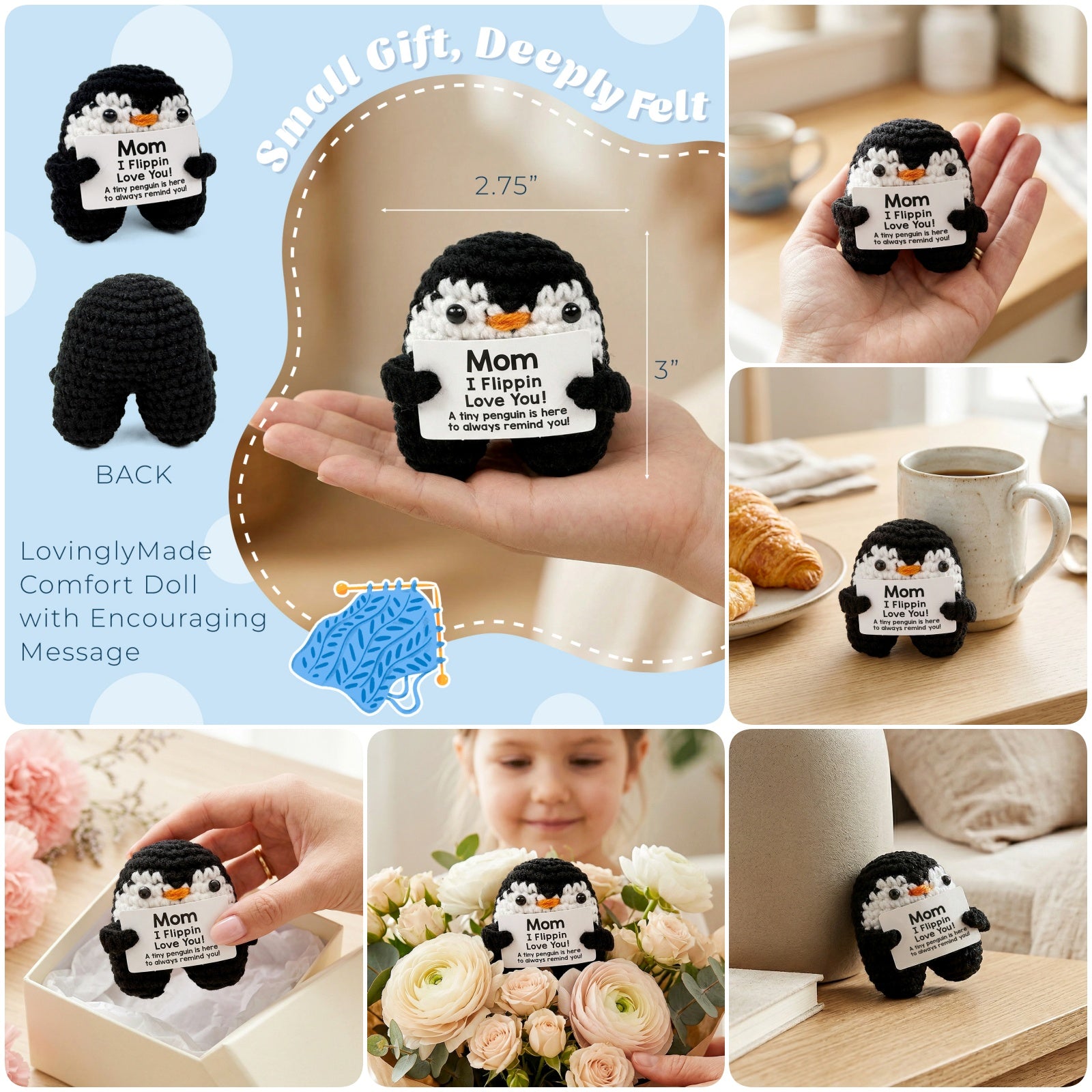 Wrapables Emotional Support Crochet Gift, Love Stuffed Animal Doll For Appreciation, Anniversary, Mother's Day Gift