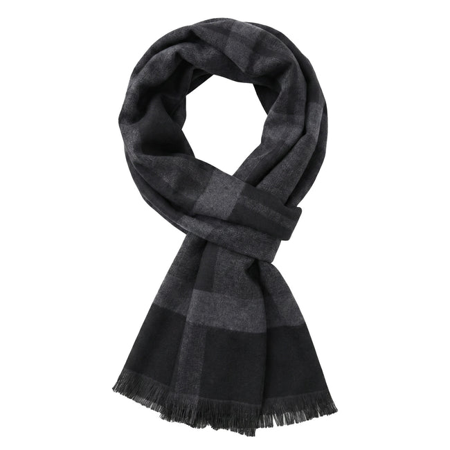 Wrapables Mens Soft Winter Warm Wool Blend Long Scarf, Dark Gray Plaid