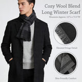 Wrapables Mens Soft Winter Warm Wool Blend Long Scarf, Dark Gray Plaid