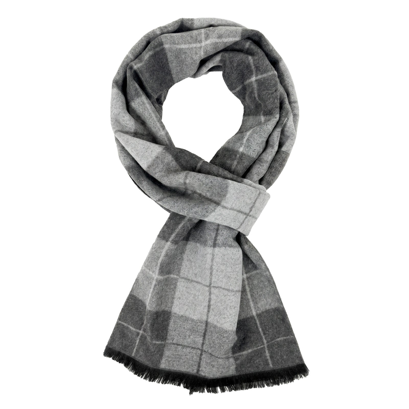 Wrapables Mens Soft Winter Warm Wool Blend Long Scarf, Gray Plaid