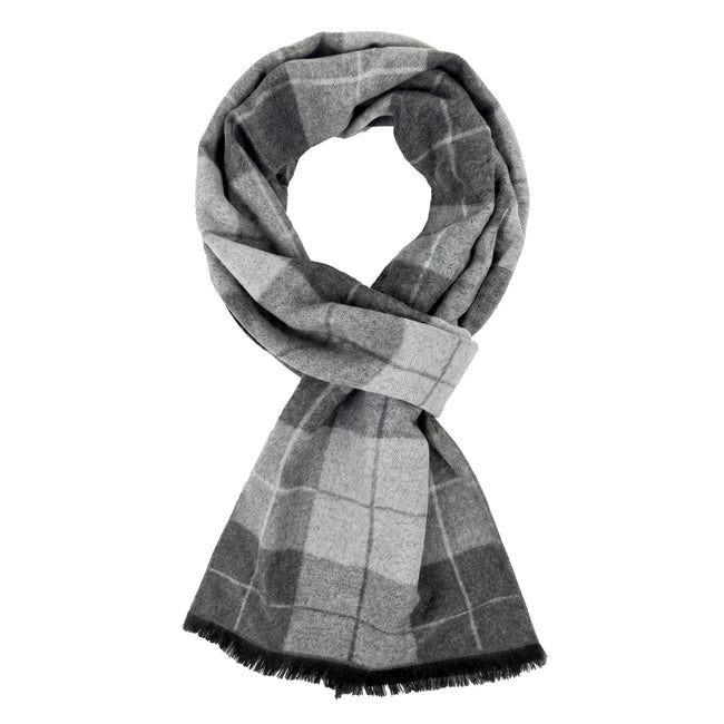 Wrapables Mens Soft Winter Warm Wool Blend Long Scarf, Gray Plaid