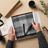 Wrapables Mens Soft Winter Warm Wool Blend Long Scarf, Gray Plaid