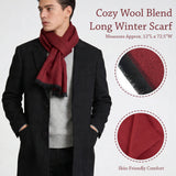 Wrapables Mens Soft Winter Warm Wool Blend Long Scarf, Wine Red