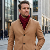 Wrapables Mens Soft Winter Warm Wool Blend Long Scarf, Wine Red