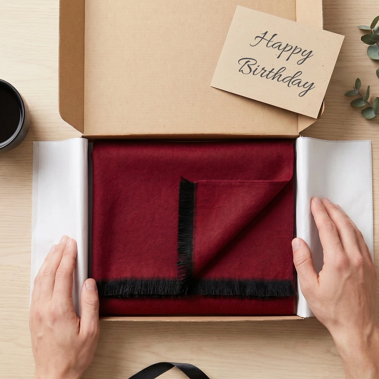 Wrapables Mens Soft Winter Warm Wool Blend Long Scarf, Wine Red