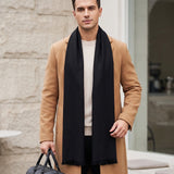 Wrapables Mens Soft Winter Warm Wool Blend Long Scarf, Black