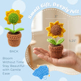 Wrapables Crochet Artificial Flowers, Knitted Potted Plants For Home and Office Decoration, Mother's Day Gift, Sunflower