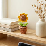 Wrapables Crochet Artificial Flowers, Knitted Potted Plants For Home and Office Decoration, Mother's Day Gift, Sunflower