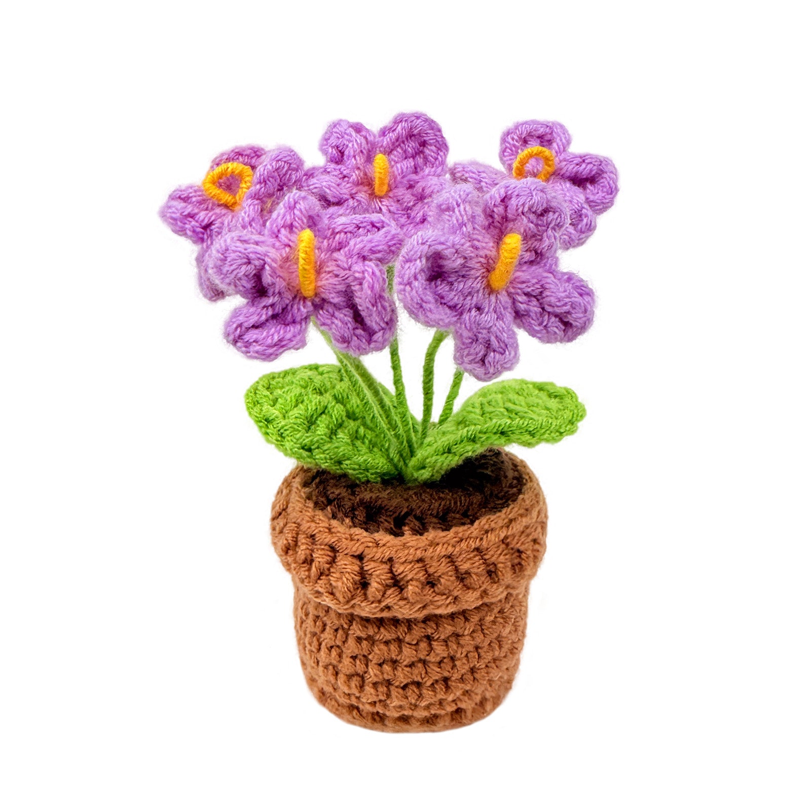 Wrapables Crochet Artificial Flowers, Knitted Potted Plants For Home and Office Decoration, Mother's Day Gift, Forget Me Not Purple