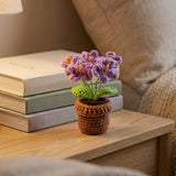 Wrapables Crochet Artificial Flowers, Knitted Potted Plants For Home and Office Decoration, Mother's Day Gift, Forget Me Not Purple