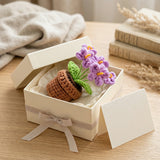 Wrapables Crochet Artificial Flowers, Knitted Potted Plants For Home and Office Decoration, Mother's Day Gift, Forget Me Not Purple