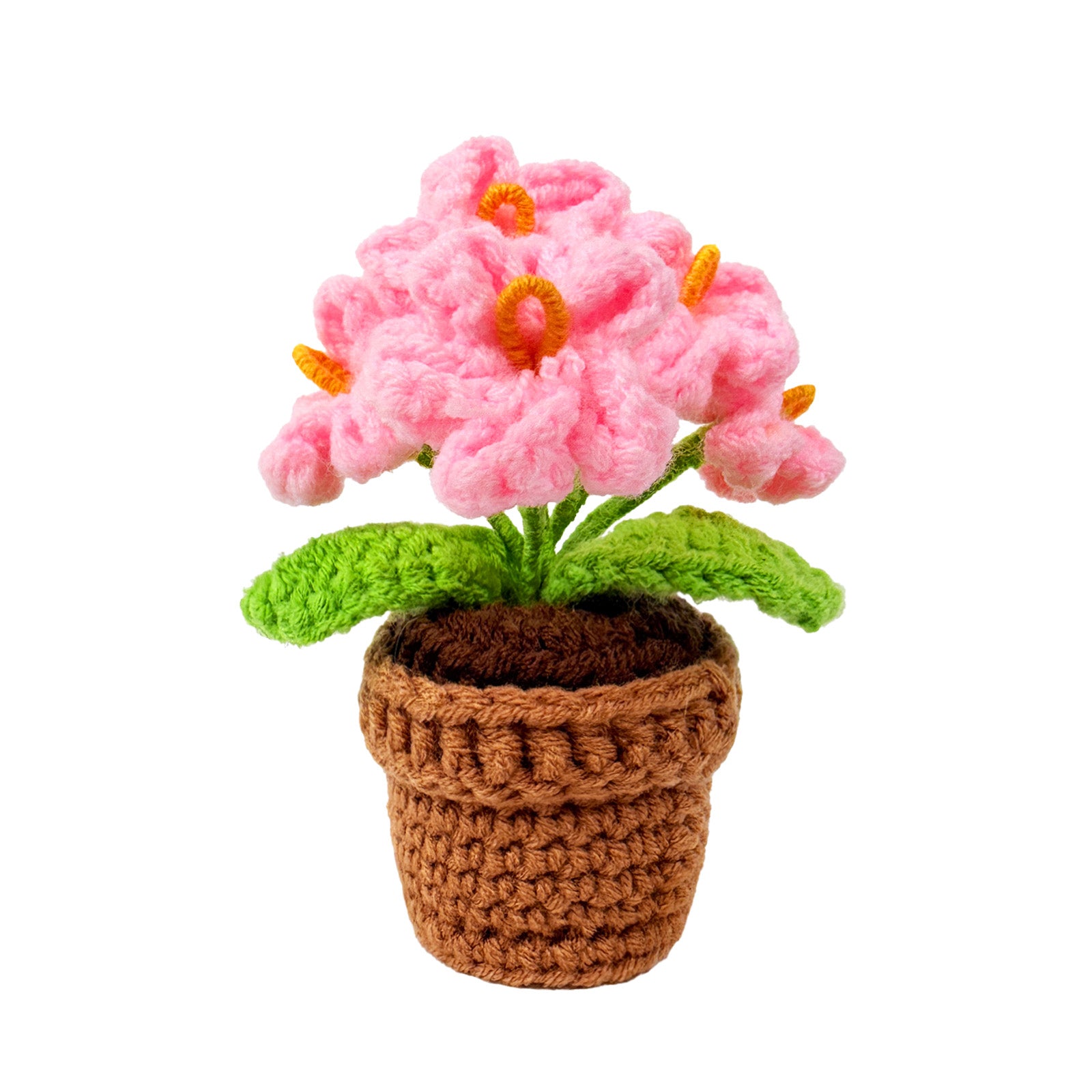 Wrapables Crochet Artificial Flowers, Knitted Potted Plants For Home and Office Decoration, Mother's Day Gift, Forget Me Not Pink