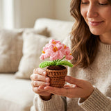 Wrapables Crochet Artificial Flowers, Knitted Potted Plants For Home and Office Decoration, Mother's Day Gift, Forget Me Not Pink