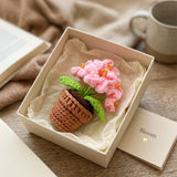 Wrapables Crochet Artificial Flowers, Knitted Potted Plants For Home and Office Decoration, Mother's Day Gift, Forget Me Not Pink