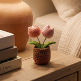 Wrapables Crochet Artificial Flowers, Knitted Potted Plants For Home and Office Decoration, Mother's Day Gift, Tulips