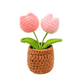 Wrapables Crochet Artificial Flowers, Knitted Potted Plants For Home and Office Decoration, Mother's Day Gift, Tulips