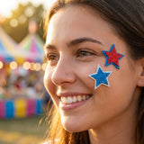 Wrapables Red White and Blue Glitter Self-Adhesive Foam Star Stickers, Patriotic Stickers for 4th of July, Memorial Day (210pcs)