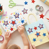 Wrapables Red White and Blue Glitter Self-Adhesive Foam Star Stickers, Patriotic Stickers for 4th of July, Memorial Day (210pcs)