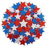 Wrapables Red White and Blue Glitter Self-Adhesive Foam Star Stickers, Patriotic Stickers for 4th of July, Memorial Day (210pcs)