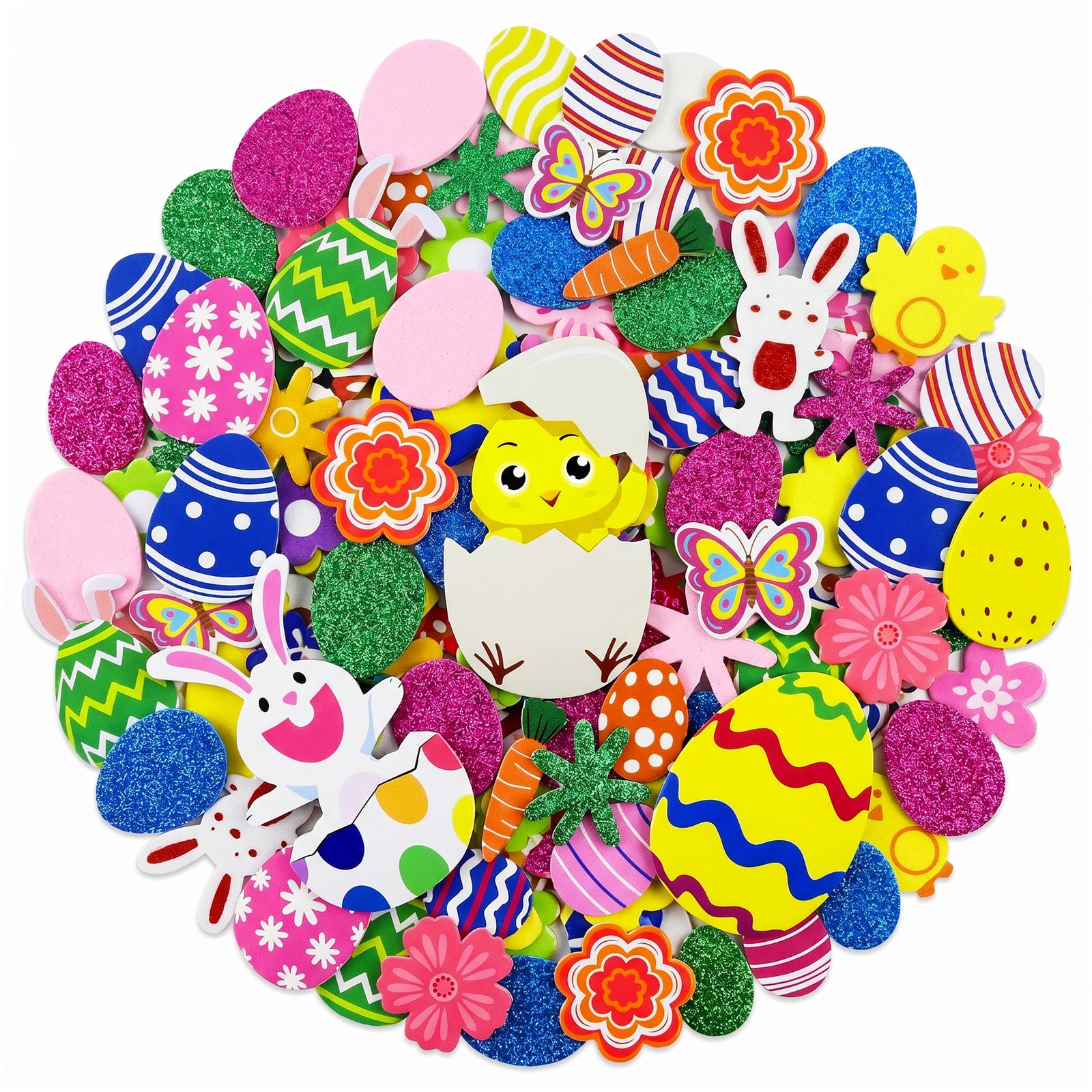 Wrapables Easter Self-Adhesive Foam Stickers, For Arts & Crafts, Decorations, Party Favors, and Easter Egg Fillers (150pcs)