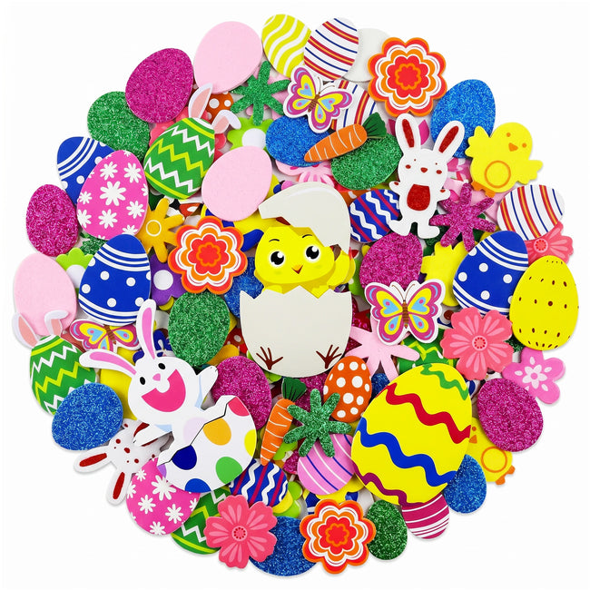Wrapables Easter Self-Adhesive Foam Stickers, For Arts & Crafts, Decorations, Party Favors, and Easter Egg Fillers (150pcs)