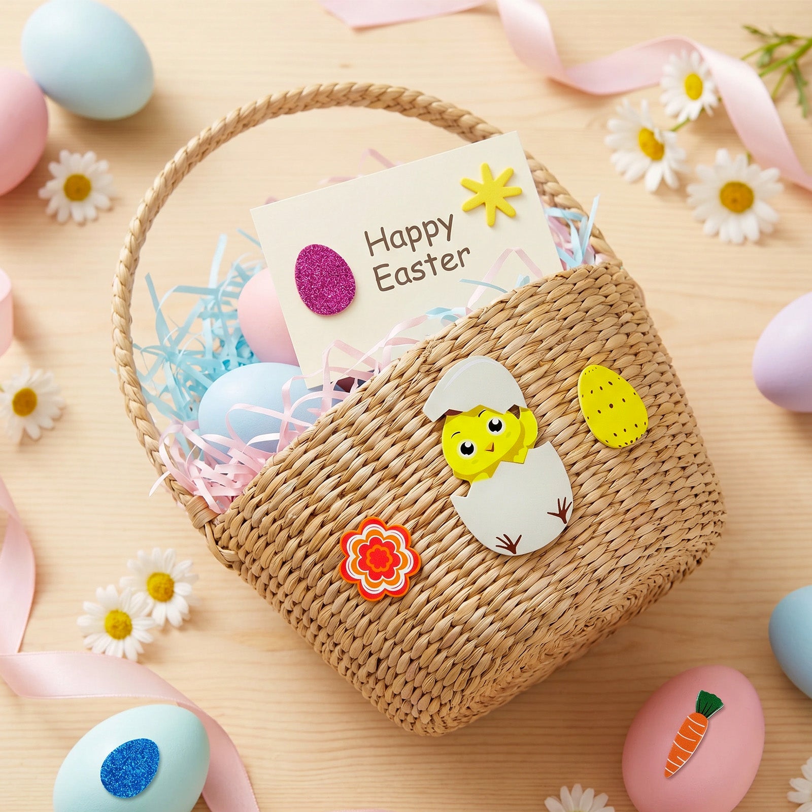 Wrapables Easter Self-Adhesive Foam Stickers, For Arts & Crafts, Decorations, Party Favors, and Easter Egg Fillers (150pcs)