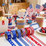 Wrapables Red White and Blue Patriotic Washi Tape Set for Memorial Day, Veterans Day, Presidents Day, Independence Day (6 Rolls)