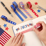 Wrapables Red White and Blue Patriotic Washi Tape Set for Memorial Day, Veterans Day, Presidents Day, Independence Day (6 Rolls)